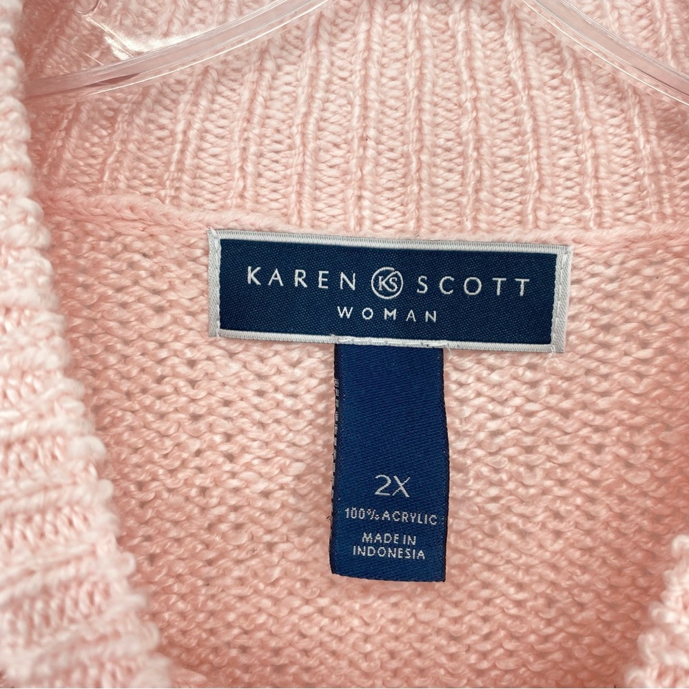 Karen Scott Women's Pink Cable Knit Sweater Size 2X - Picture 5 of 7